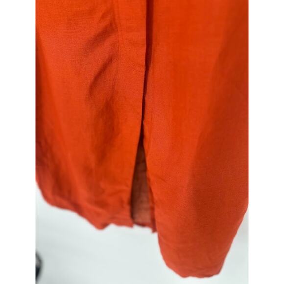 Emma James Liz Claiborne Faux Wrap Button Maxi Skirt Orange Linen Blend Size 16 - Picture 3 of 11